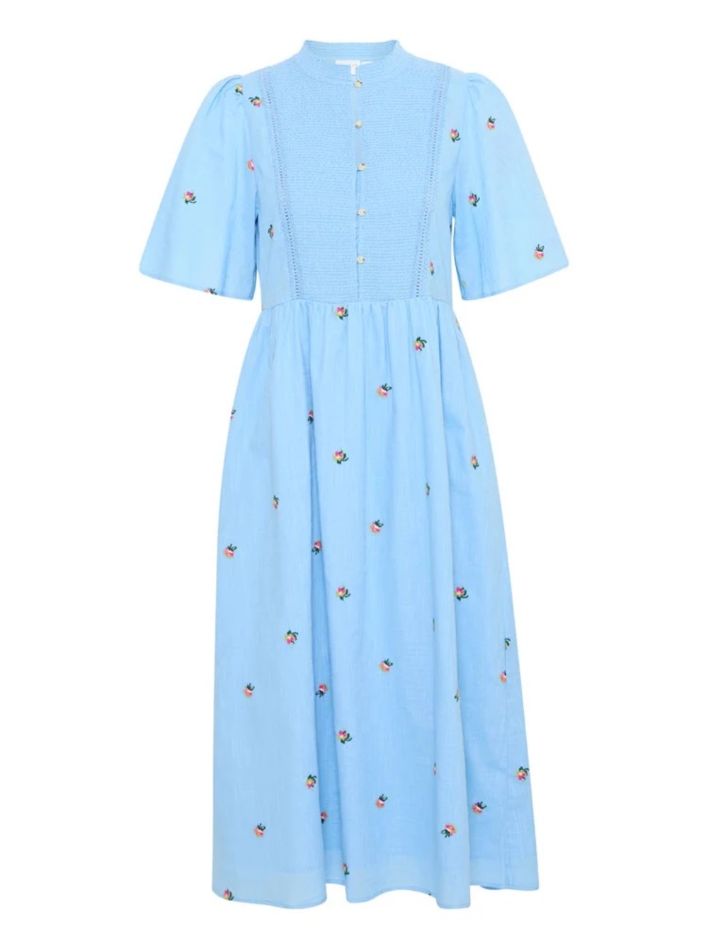 Atelier Reve Blue Cotton Floral Irolivia Midi Dress Embroidered - Picture 2 of 16